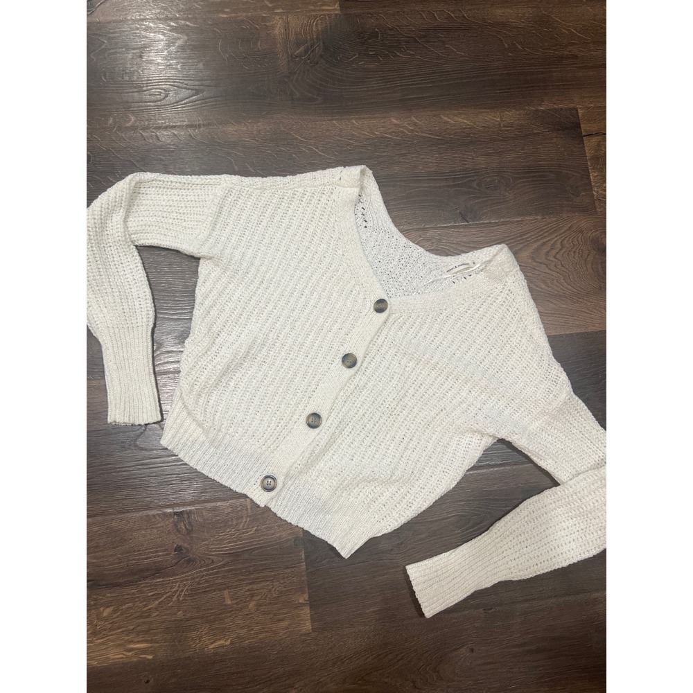 Moon & Madison‎ Cream Knit Cardigan Sweater Medium Button Front Lightweight